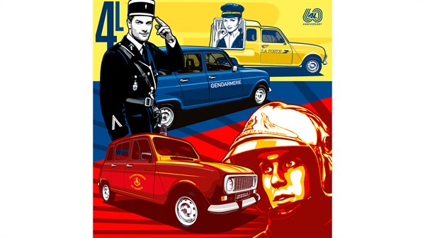 Gregova ilustracija – Renault 4 – „services publics“