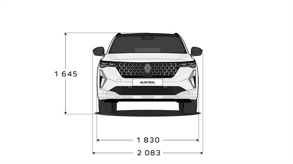 front dimensions - modular design - Renault Austral full hybrid E-Tech 